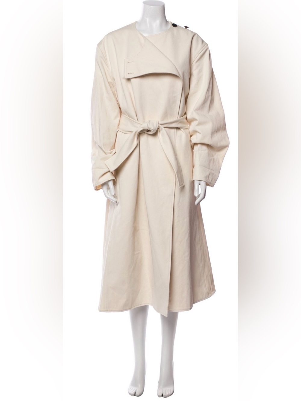 Lemaire Cream Belted Long Trench Coat